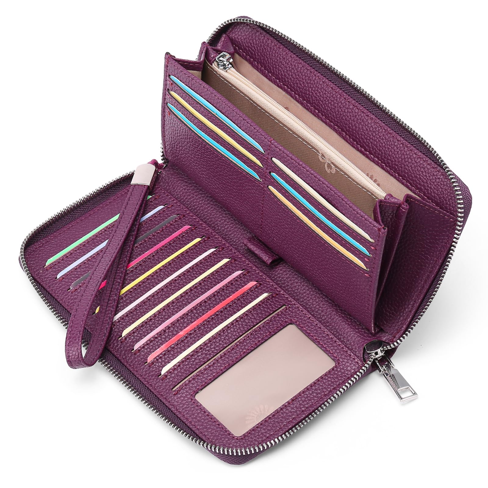 GAEKEAO Portafoglio Donna Grande in Pelle con Blocco RFID, Portamonete con Chiusura a Cerniera, Borsellino Idee Regalo