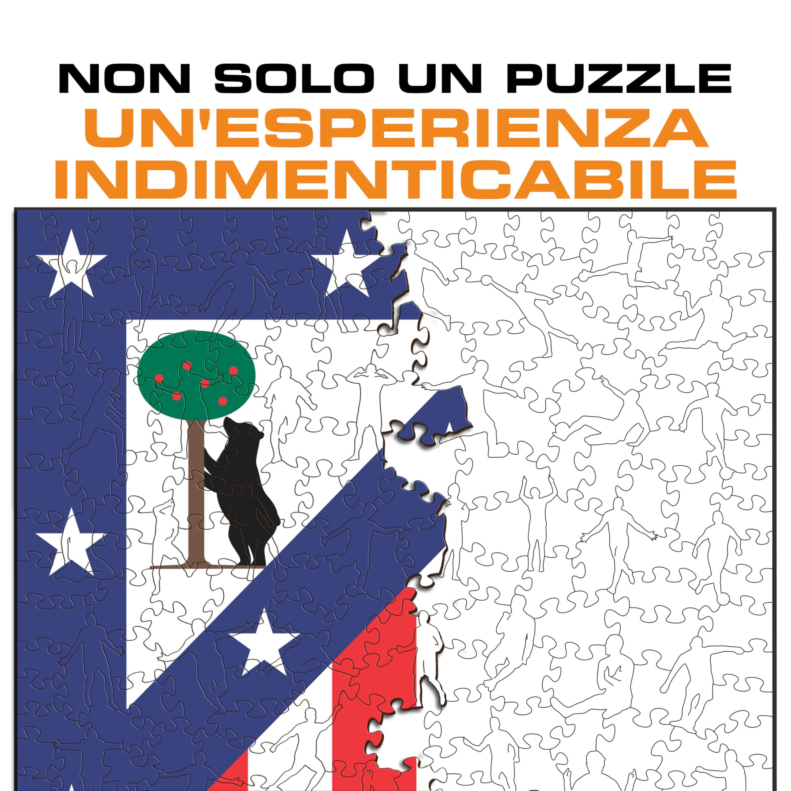 Iconic Puzzles - Atletico Madrid, Logo, Puzzle di Legno con licenza ufficiale, 100% sostenibile, regalo per adulti e bambini, taglia M, 270 Pz