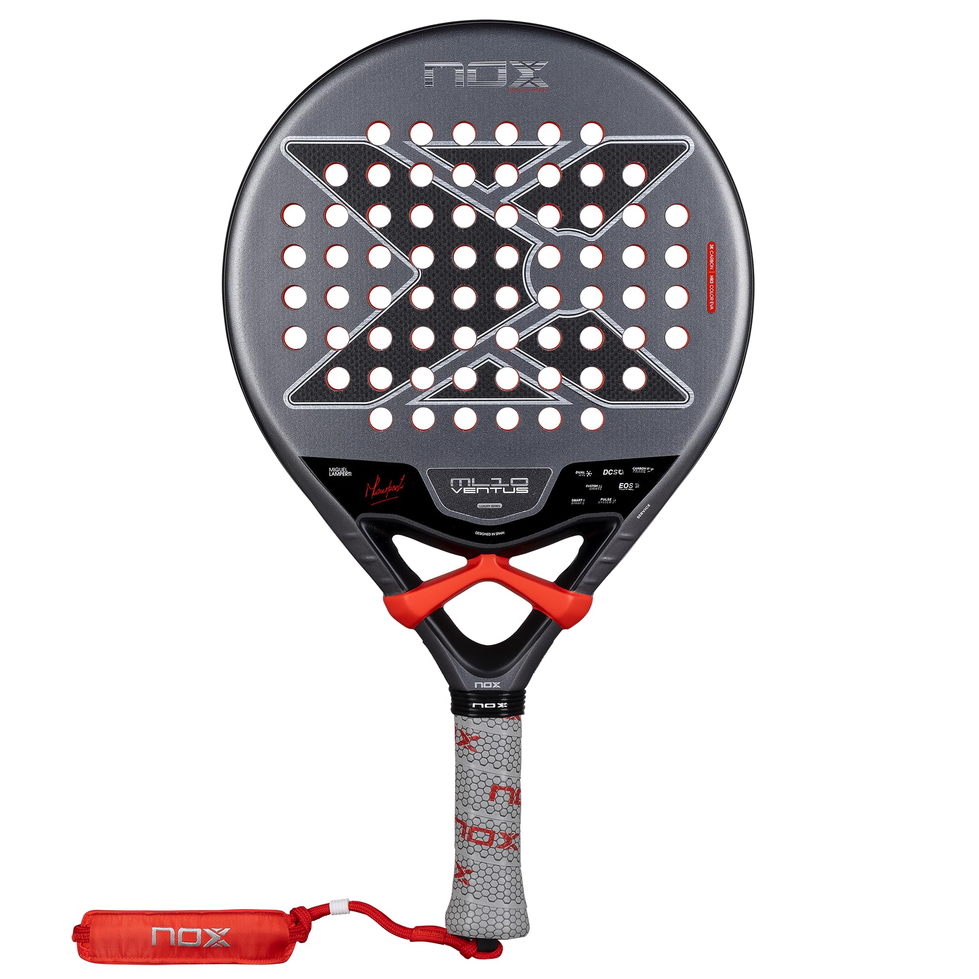 NOX Racchetta da padel ML10 Ventus Control 3K 2026 | Miguel Lamperti Pala Padel di forma rotonda | 3K Carbon Fiber Face, HR3 Colour Eva Core | EOS Tunnel Agility, Custom Grip Comfort, Dual Spin