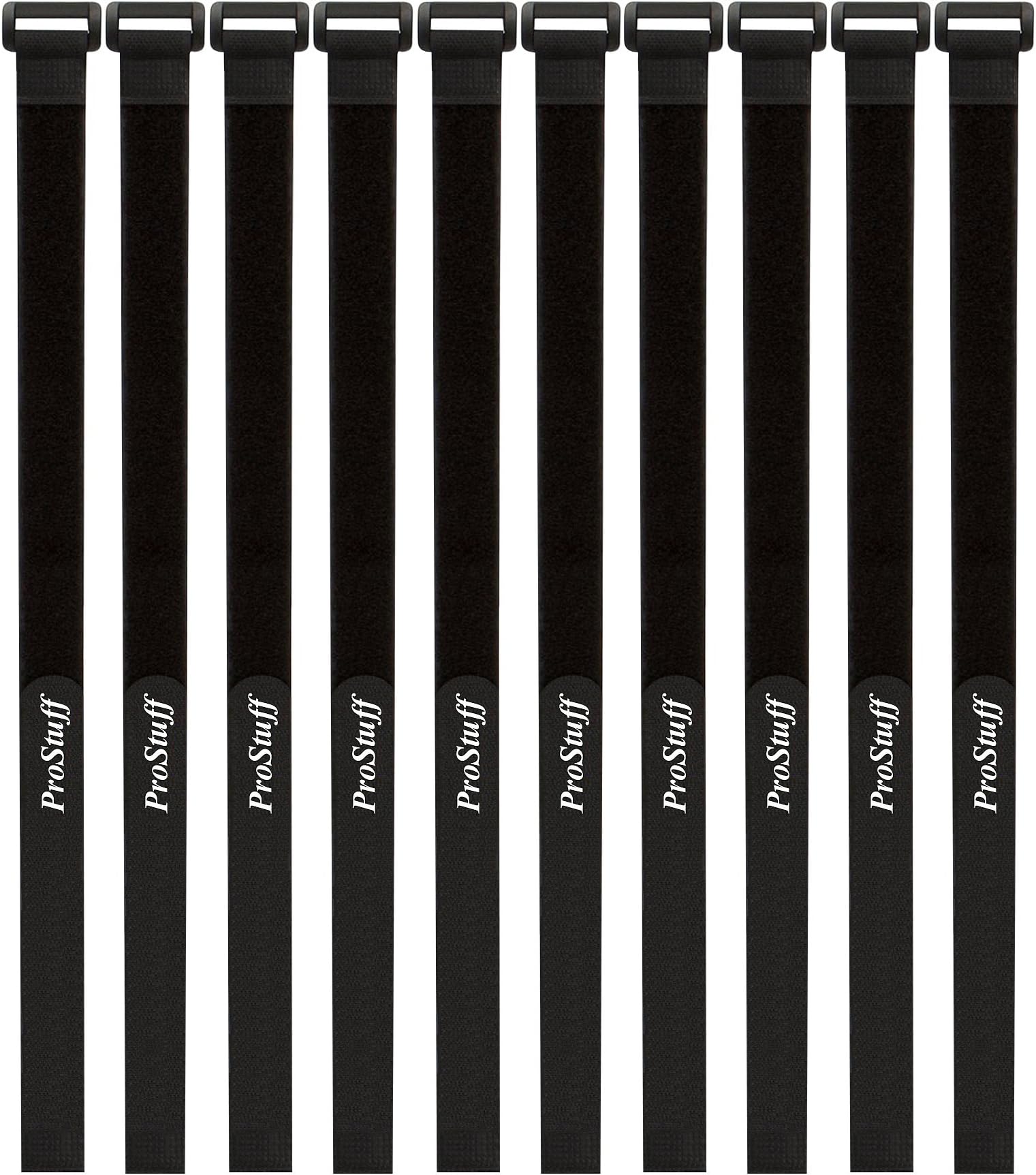 10 Pack 1 x 24 Inch Reusable Hook and Loop Cinch Cable Tie Down Straps Set for Cord Management, Home, Office, Garage, Wires, Hoses, Bundling Boxes