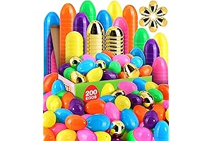 [6 Surprise Golden Eggs] 200 Pack Bulk 3” Easter Fillable Plastic Eggs