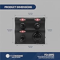 Vista 6 de Five Oceans Marine 2 3 6 Gang Toggle Rocker Switch Panel, enchufe del encendedor de cigarrillos 12V