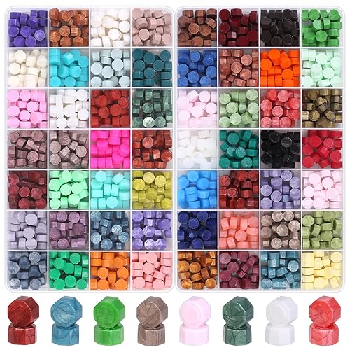 1456Pcs Sealing Wax Beads Kit, Letter Wax Seal Stamp, 56 Colors
