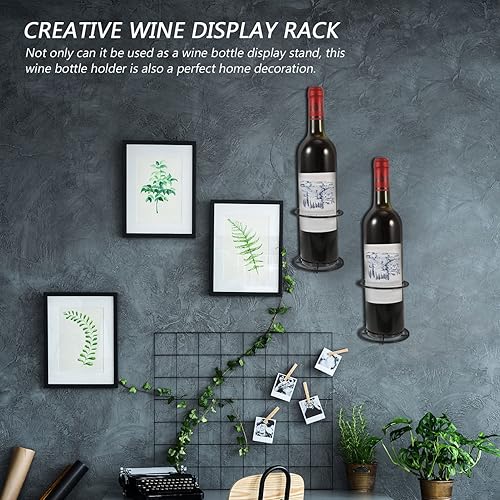 Miniatura 3 de BESTonZON Estante de vino montado en la pared, 2 unidades, soporte para exhibición de botellas de vino, organizador de almacenamiento rústico de