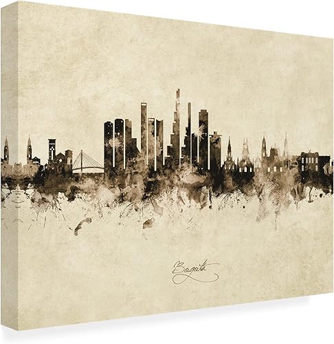 Trademark Fine Art Lienzo artístico de Michael Tompsett con texto en inglés "Bogotá Colombia Skyline Vintage"