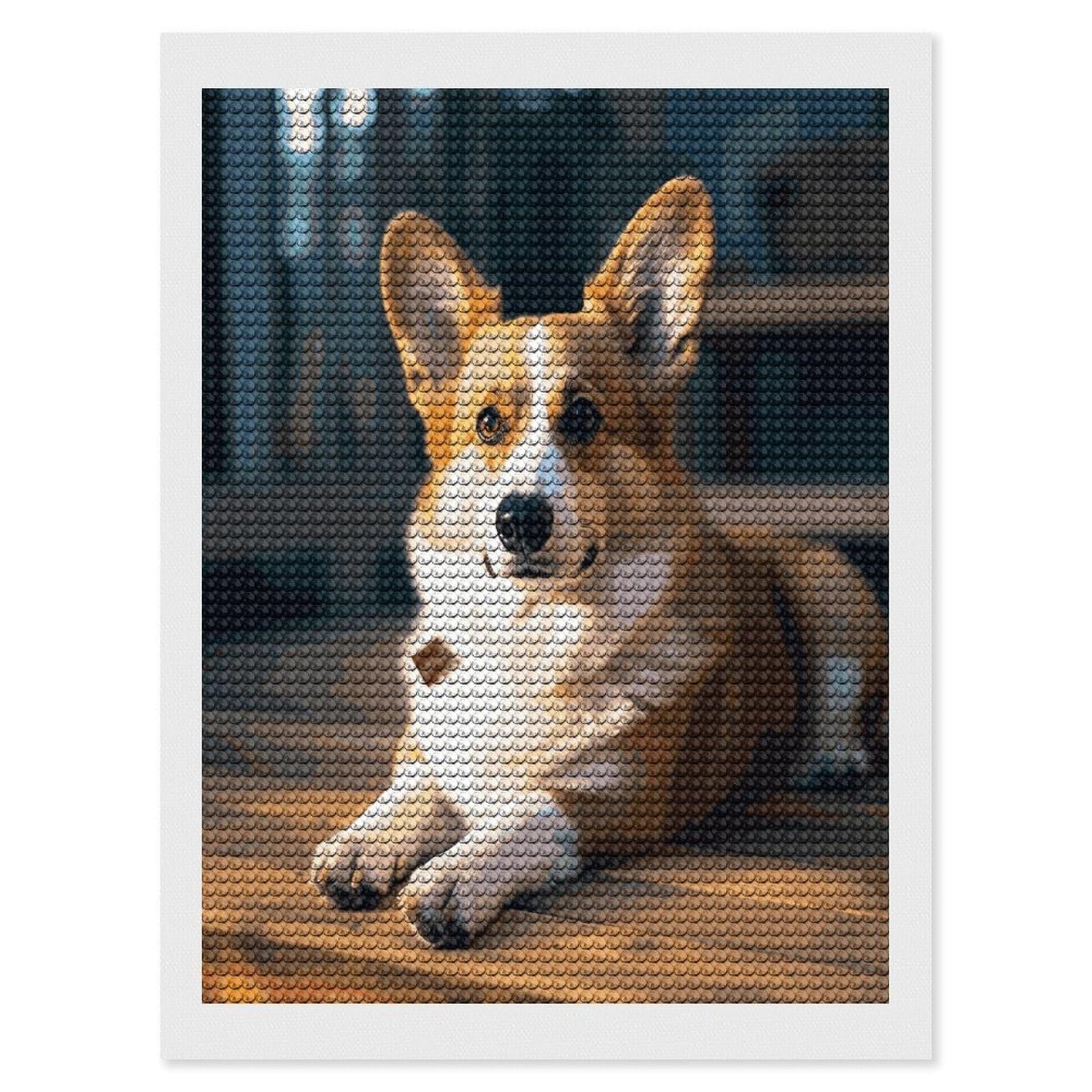 JTREHY Smart Corgi Diamond Art Kits Personalized DIY Round Diamond Painting Kits for Beginner Full Drill Diamonds Dots Paintings for Adults Gem Art Crafts Home Decor