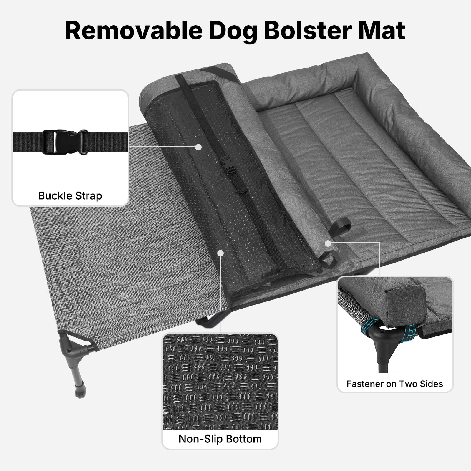 Veehoo Hundeliege Outdoor, Kühlendes Erhöhtes Hundebett mit Wasserdichter Abnehmbarer Kissenauflage, Hundebett mit Rand,Atmungsaktivem Mesh, rutschfeste Füße, Hundesofa für Innen & Außen