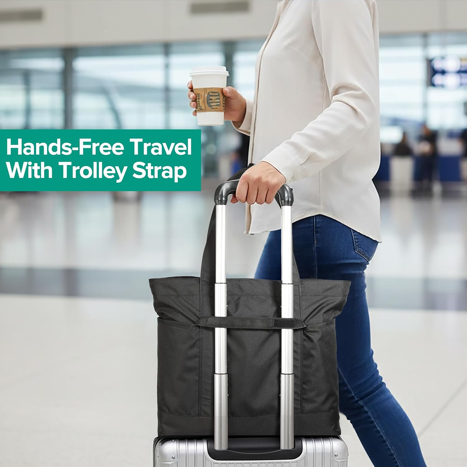 Women’s Work Tote Bag with Zipper, 15.6” Laptop Compartment, 24L Large Office Tote for Daily Commute & Travel | Insulated Pocket - Image 8