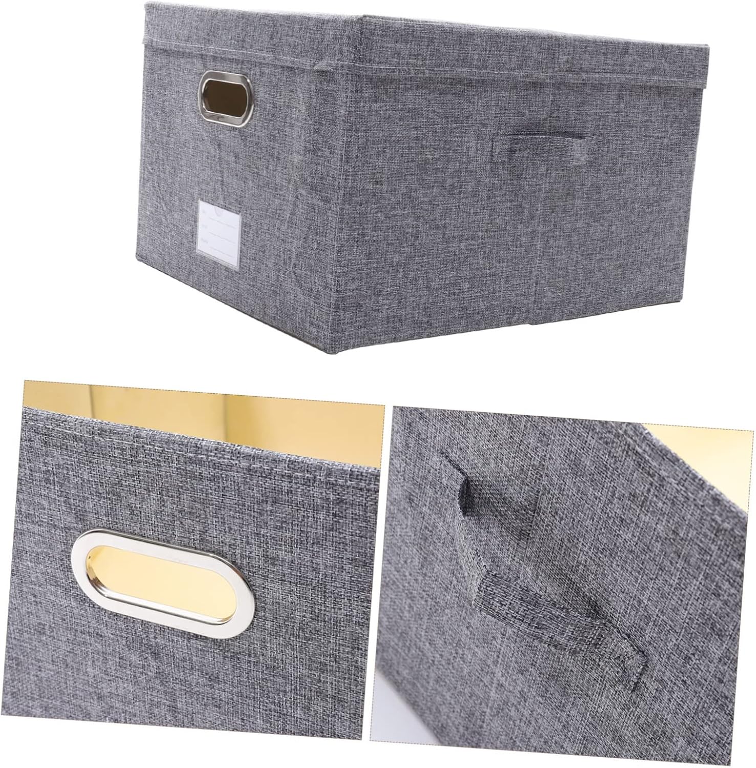 Elegant Metal Closure Fabric Storage Box Home Organizer Tidy Space-saving
