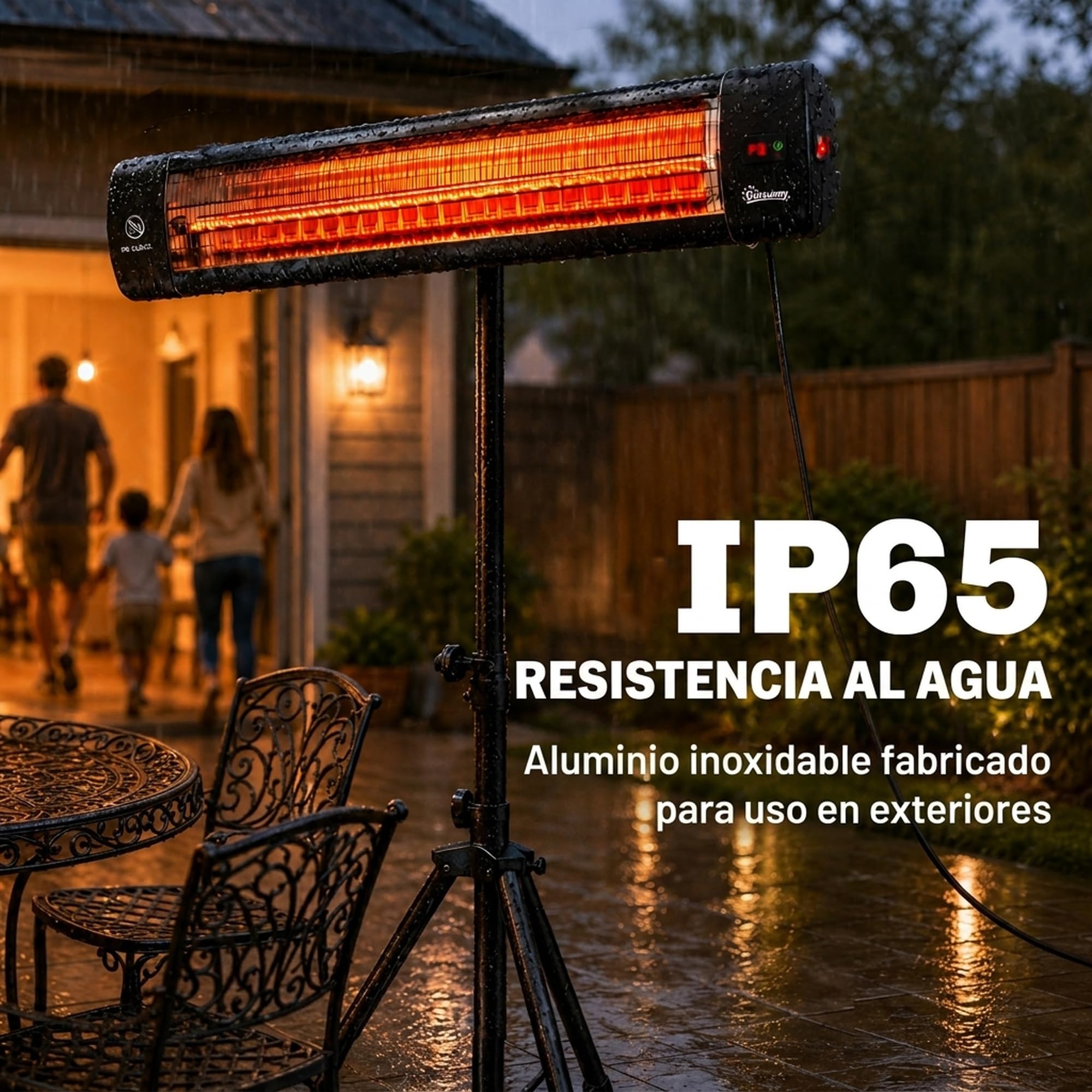 Outsunny Calefactor por Infrarrojos Terraza 2500 W de Pie Trípode Regulable