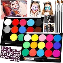 Body Painting, 30 Colours Face Painting, Neon Body Paint, Face and Body Paint, UV Face Paint, Body Paint with 40 Stencils and 4 Brushes, Body Paint Suitable for Halloween Party, Fancy Dress,