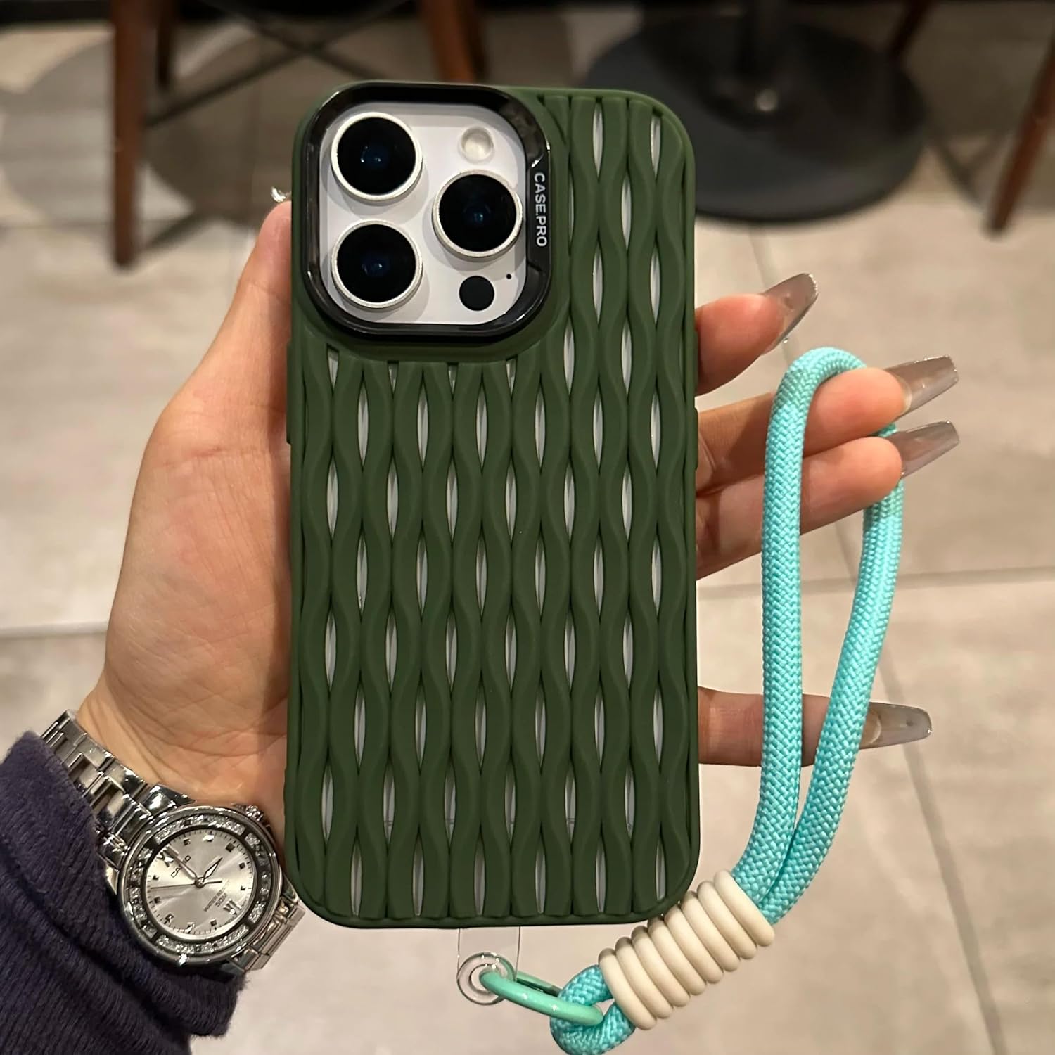 for iPhone 12 Mesh Hollow Out Hole Heat Dissipation Cooling Case Soft Silicone Wrist Strap Cover(for iPhone 12/Gray)