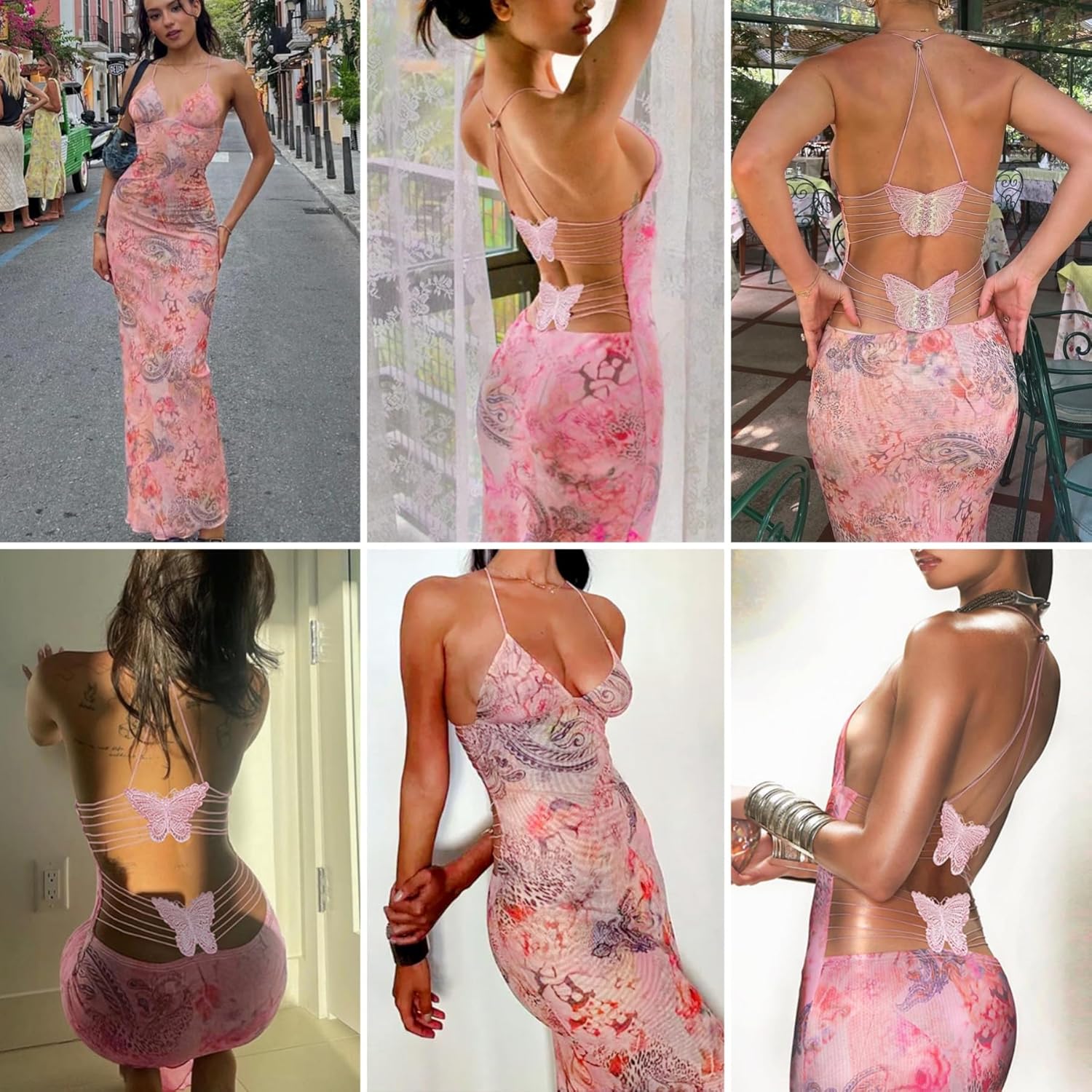 Women's Fairy Butterfly Maxi Dress Sexy Sleeveless Backless Long Dress Bandage String Bodycon Beach Club Party Dress - Image 6