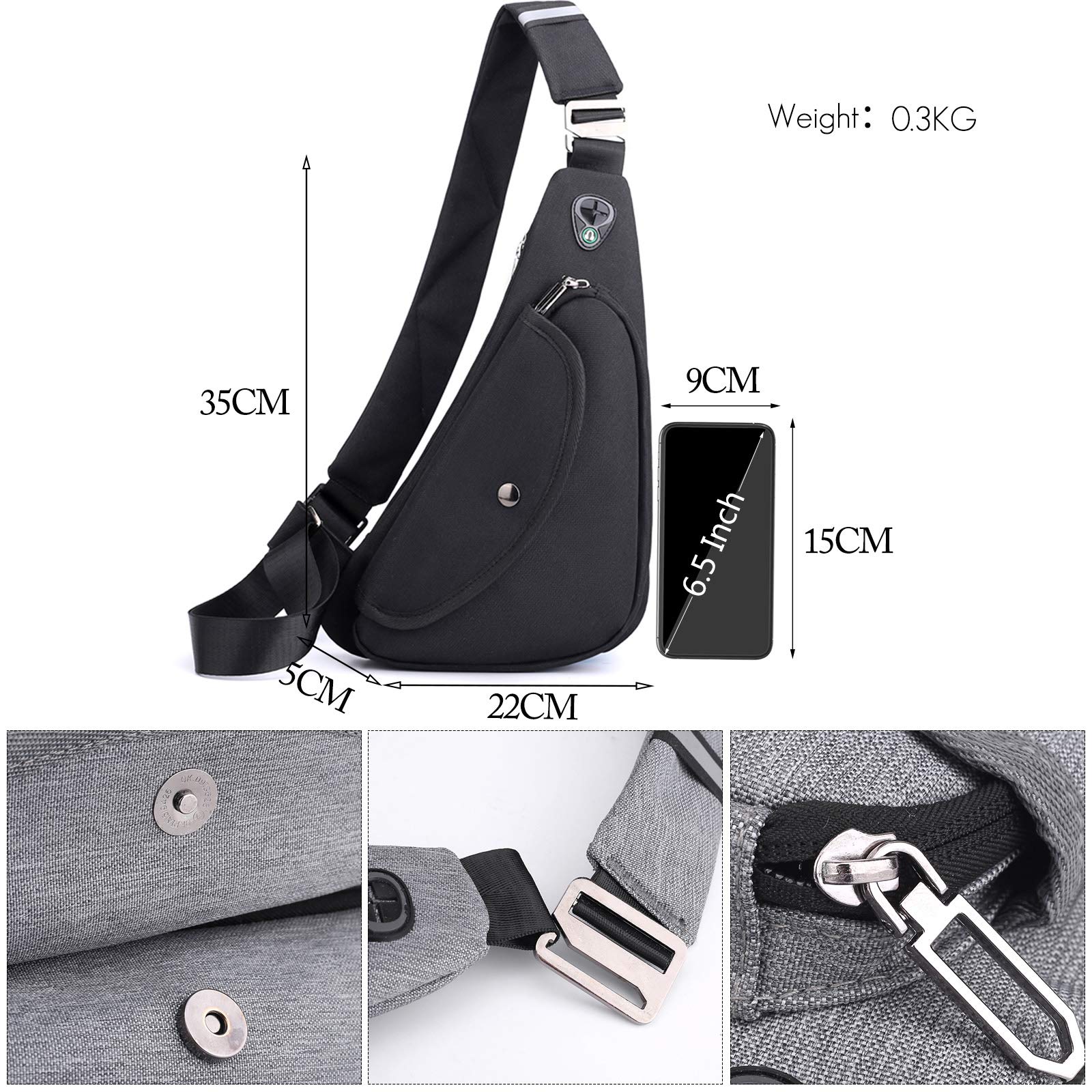 FANDARE Ultraligero Bolsos Cruzados Bandoleras Hombre Bolsa de Pecho Niño Sling Bag para Deportiva Viaje Ciclismo Hiking Camping Aptitud Casual Daypacks
