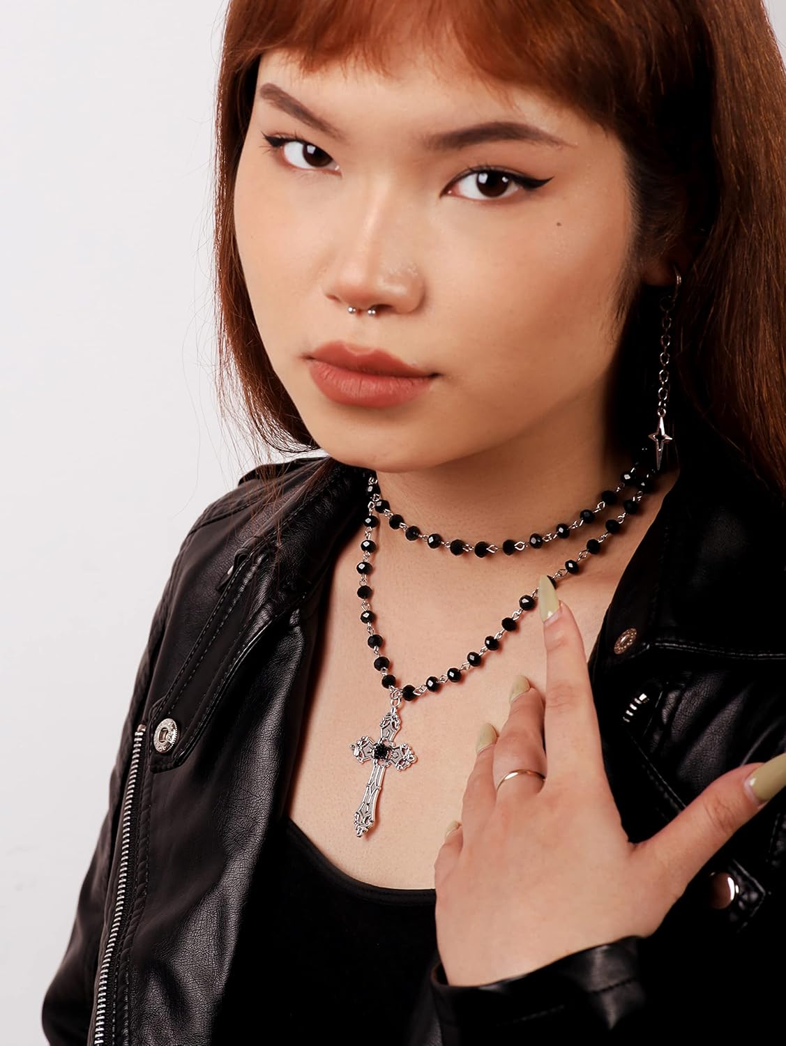 Sacina Gothic Layered Cross Choker Necklace, Black Cross Necklace, Halloween Christmas New Year Jewelry Gift For Women - Image 3