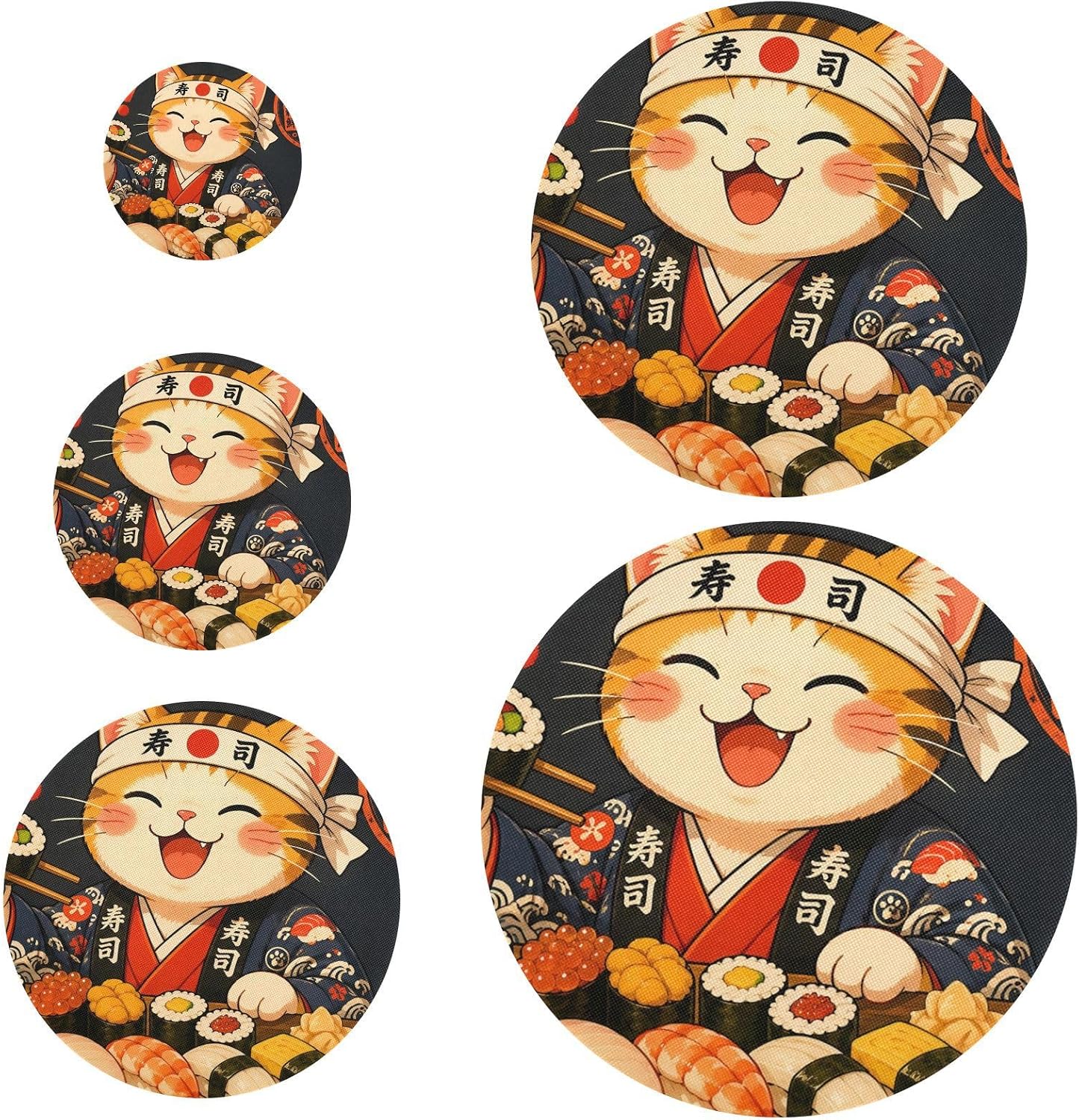 5-Piece Food Bowl Covers Reusable Japanese Cat Anime