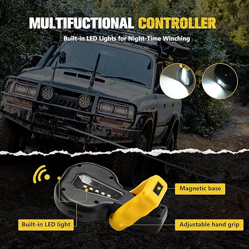 Miniatura 3 de BUNKER INDUST Cabrestante eléctrico de 6000 libras de 12 V impermeable con cuerda sintética Hawse Fairlead Kit para todoterreno UTV ATV, cabrestante