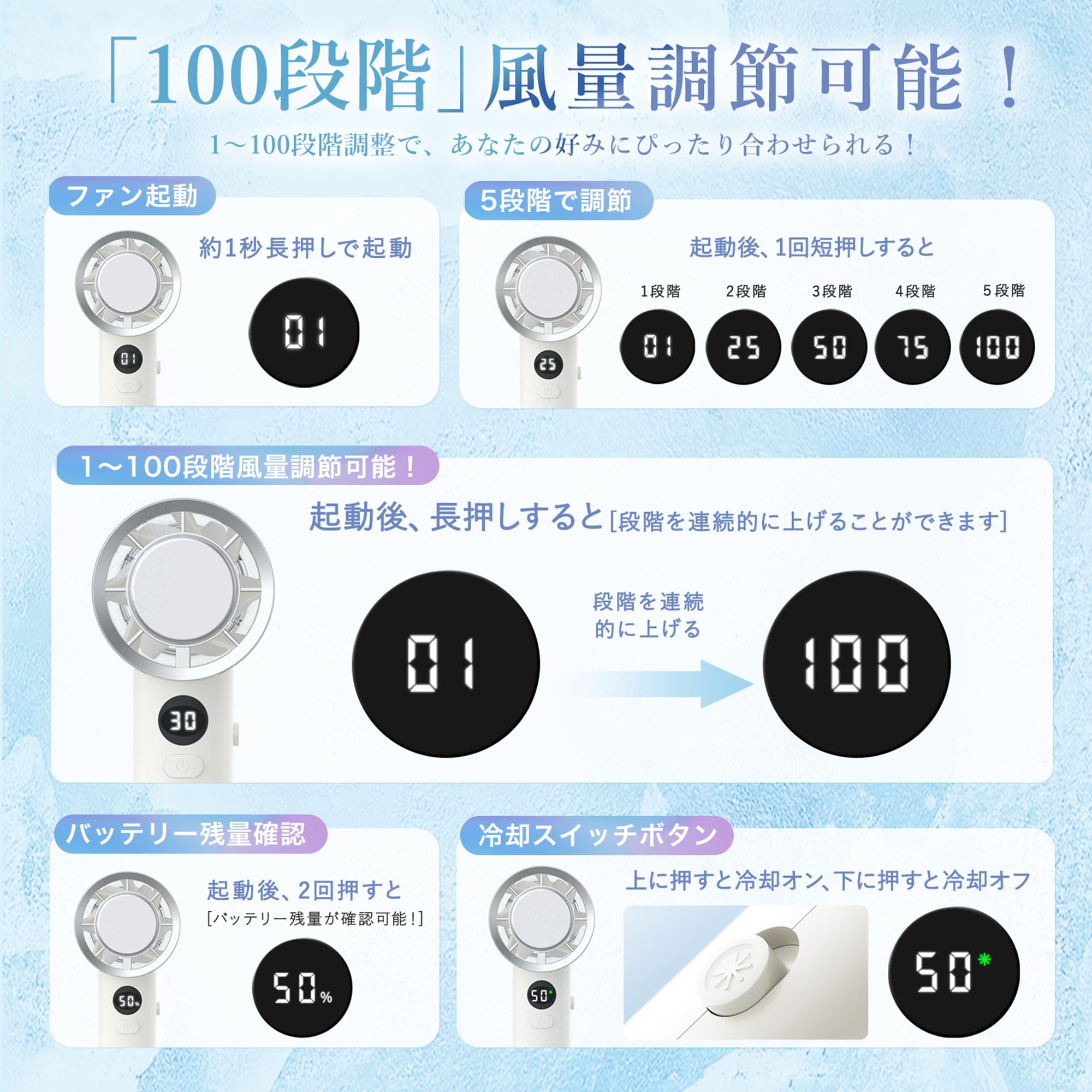シシベラ 冷却プレートハンディファン グレージュレースサムネイル5