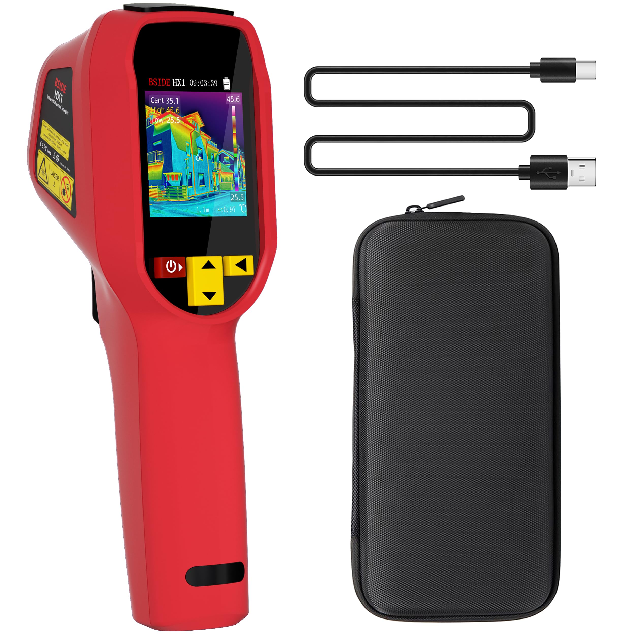 BSIDE HX1 Termocamera Infrarossi Alta Risoluzione 240 x 240 Termocamera Portatile con Frequenza di Aggiornamento 25Hz 15 Palette Colori -4°F a 1022°F per Casa Perdite Acqua Tubi Elettronica