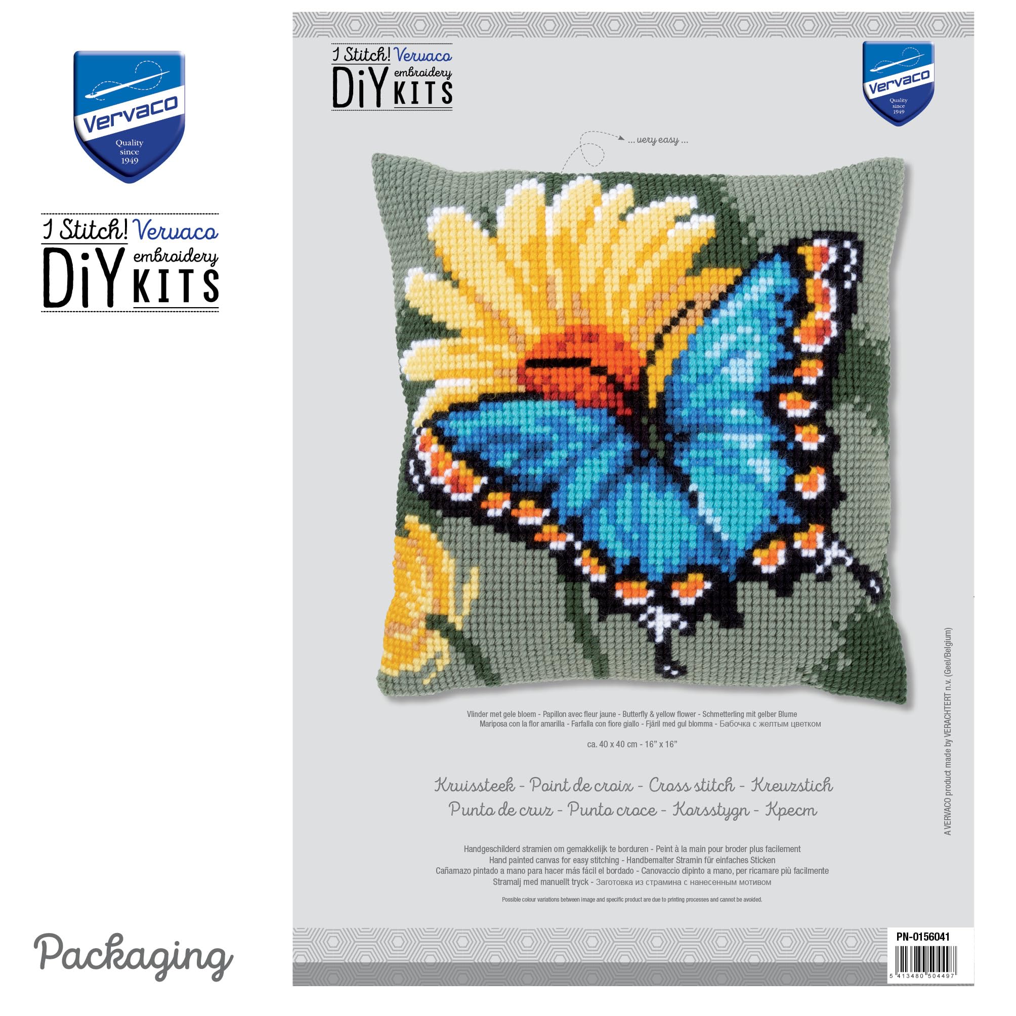 Kit coussin au point de croix Vervaco lapins dans la neige