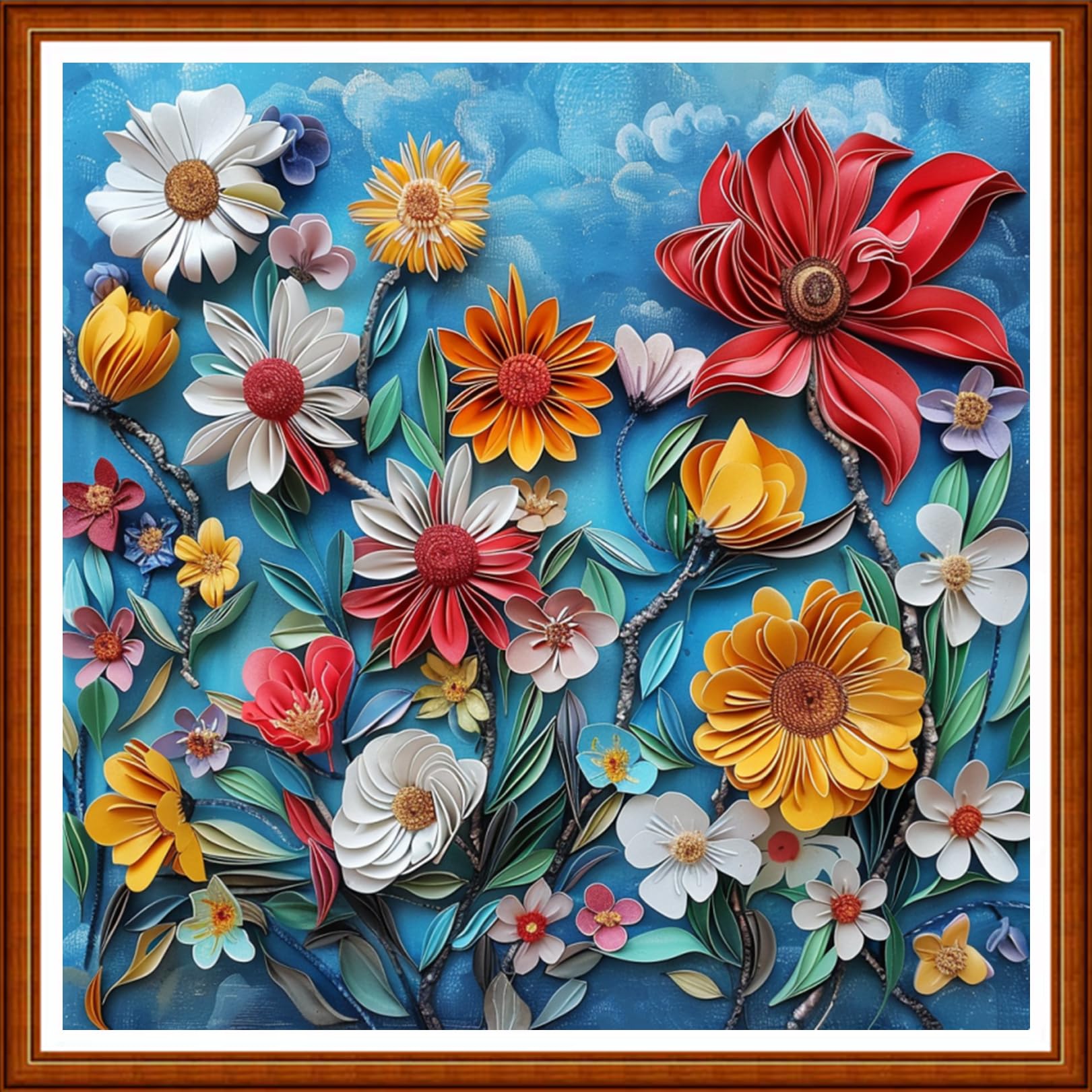 Joyhoor Stamped Cross Stitch Kits for Beginners Needlepoint Kits for Adults Embroidery Kits 11CT Counted Cross Stitch Kits Printed Embroidery Pattern- Colorful Flowers 18x18 inchs