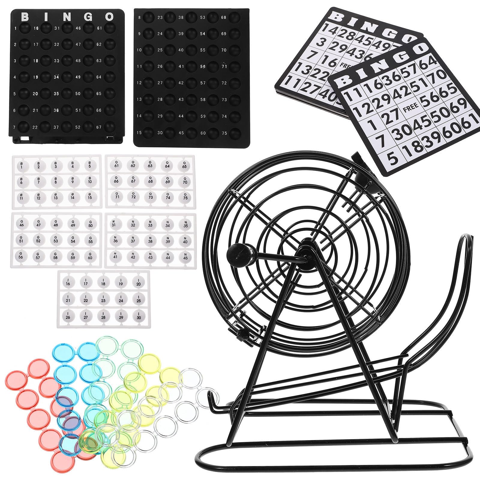 Jeu de Loterie de Table Bingo Manuel en Fer Noir, 1 Set