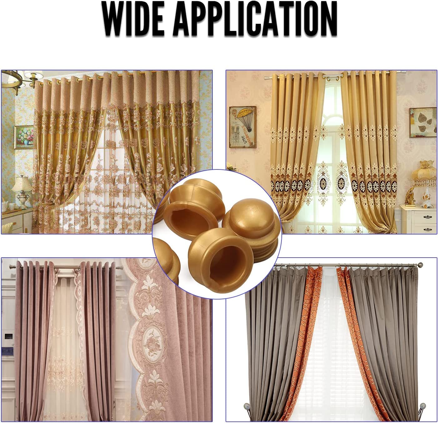 Embouts De Tringle à Rideaux Décoratifs - Lot De 2, Blanc, Pour Tringle 26-28 Mm - Plastique, Finition élégante