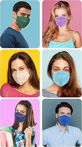 Miniatura 2 de PAGE ONE Mascarillas KN95 de 10 colores para adultos, paquete de 50 mascarillas desechables, 5 capas transpirables, para el polvo, eficiencia del