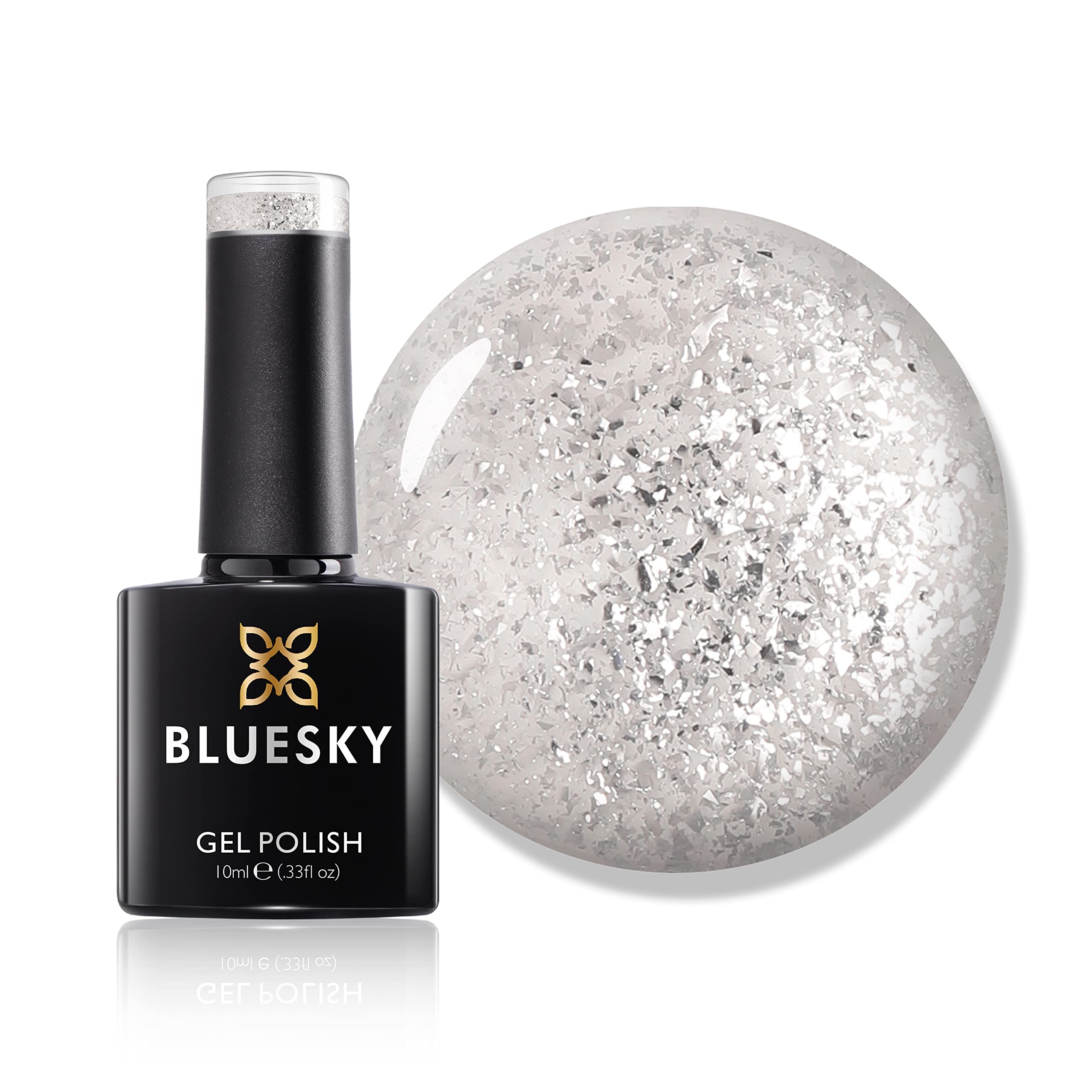 Bluesky Gel Nail Polish, You Could Cut Glass Platinum 07, Silver Glitter, Long Lasting, Chip Resistant, 10 ml (Requires Drying Under UV LED Lamp)