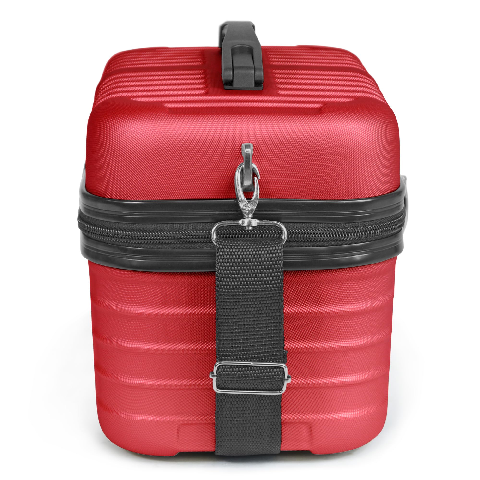 KINSTON Vanity Case rigida a tracolla – Astuccio da viaggio cosmetico – rigido con polso, organizer da viaggio – grande capacità, rosso