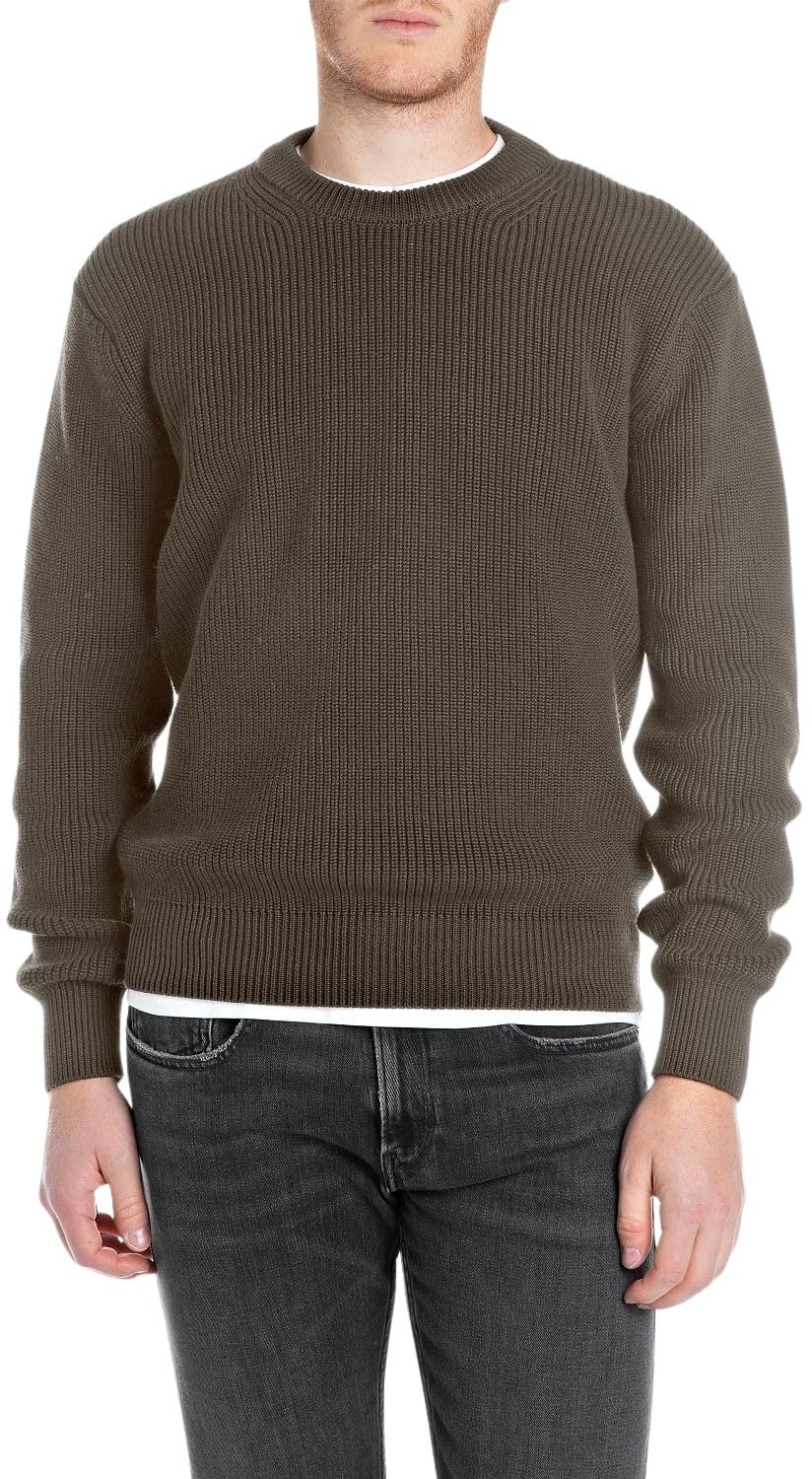 Replay Men's Cotton Jumper, 759 Mud Green, XL