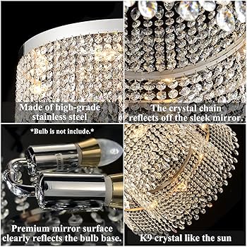 Axamate Modern Crystal Ceiling Light Chandelier 31.5in