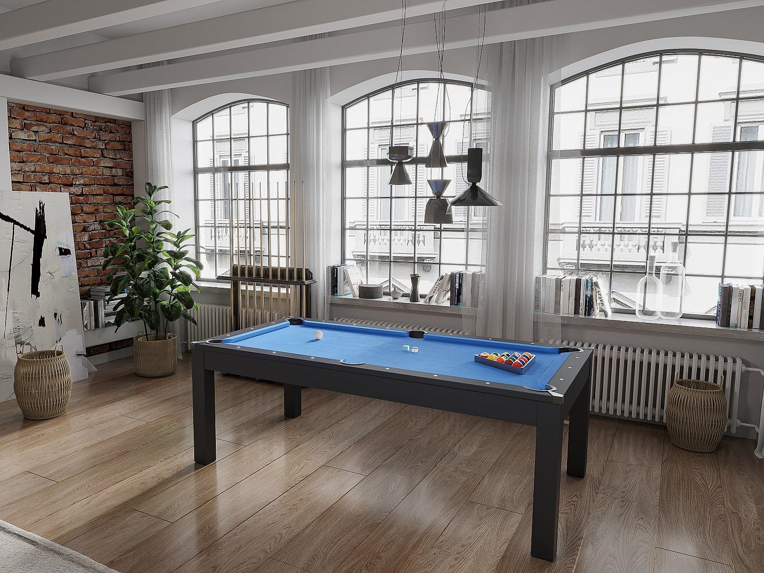 Vente-unique - Table Transformable Noire - Billard & Ping-Pong - L182 x l102 x H80 cm - SOUSA