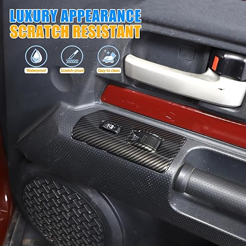 Miniatura 3 de LLKUANG Marco decorativo para ventana de automóvil con botón de elevación para Toyot FJ Cruiser 2007-2021, accesorios de interruptor de elevación de