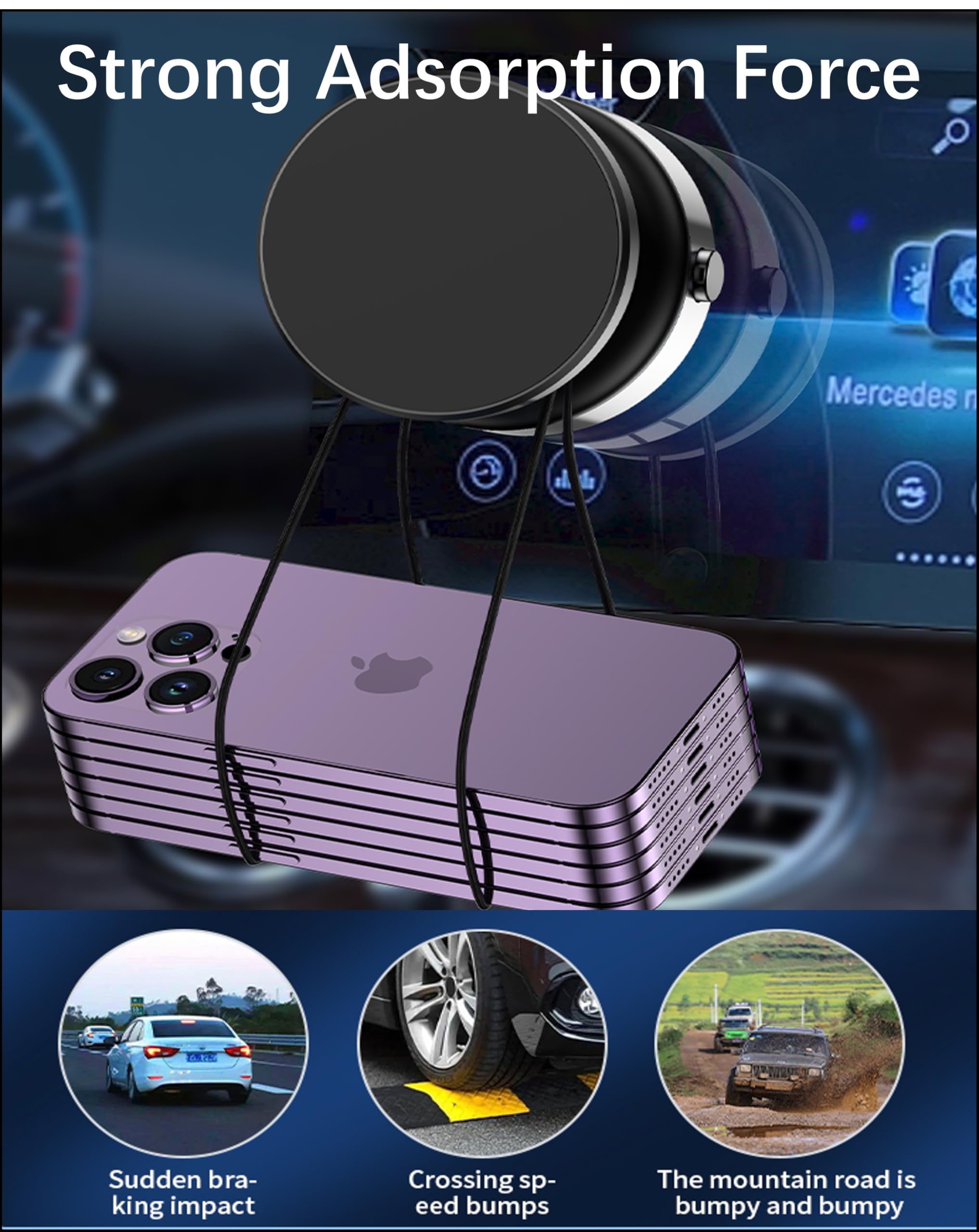 Soporte magnético de teléfono con ventosa eléctrica al vacío, soporte magnético giratorio para teléfono celular de 360°, manos libres ajustable, portátil, para Magsafe iPhone, coche, gimnasio, espejo, 6