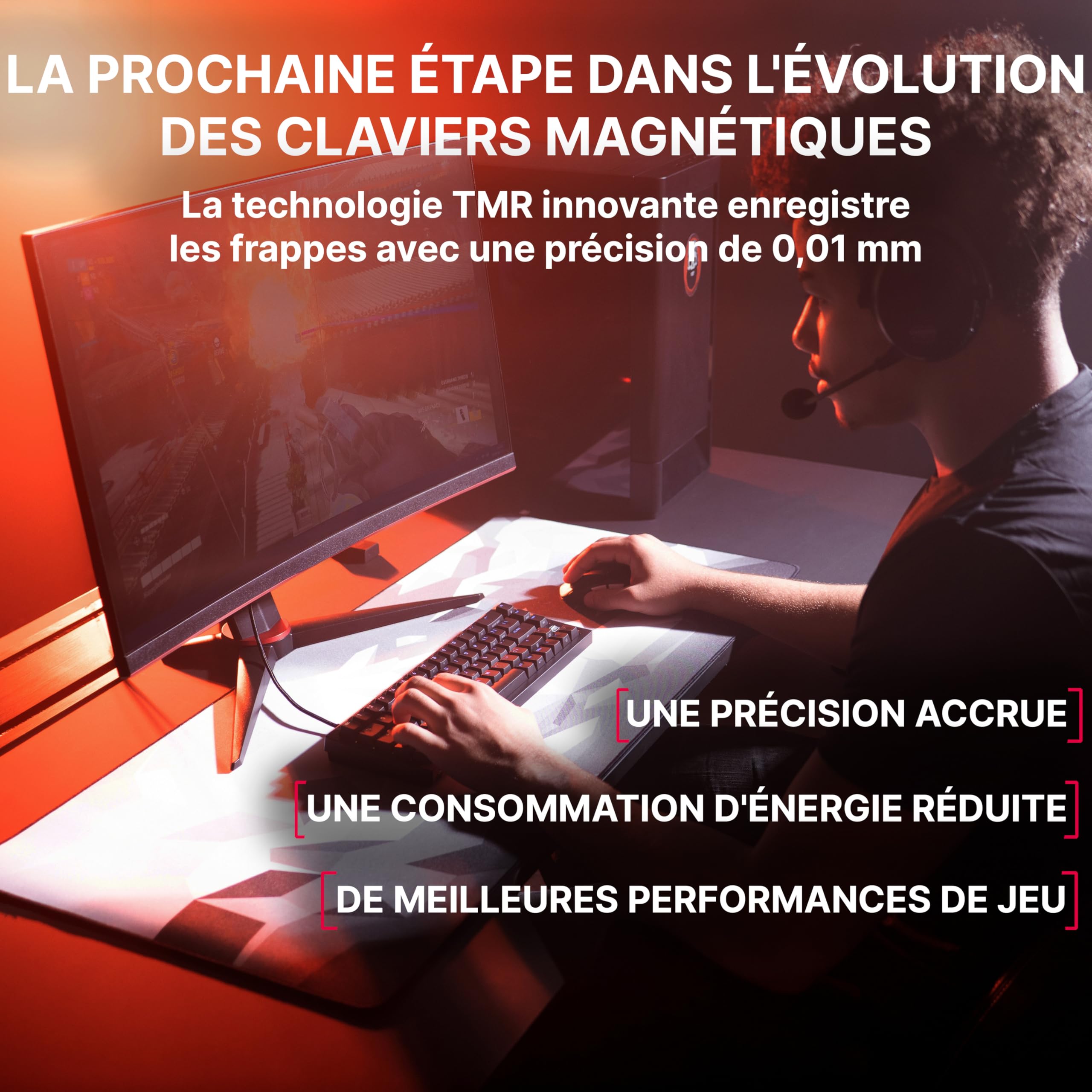 K5 Pro TMR Compact - Clavier Gaming Filaire Magnétique, Switches MK Crystal Personnalisables, Hot-Swap, Rapid Trigger, SnapKey, Atténuation du Son, 8000 Hz, Disposition FR (AZERTY), Noir