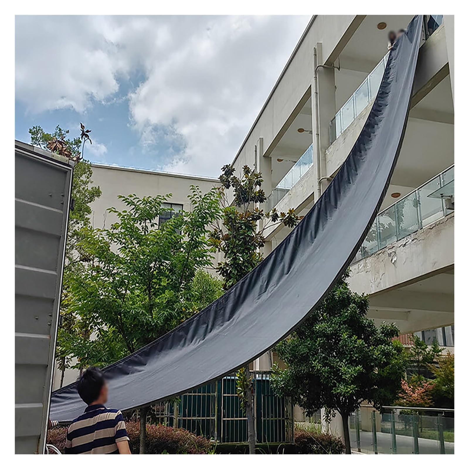 Foldable Canvas Loading and Unloading Chute - Weather Resistant Cargo Handling Slide for High-Rise Transport(Black,6x2m)