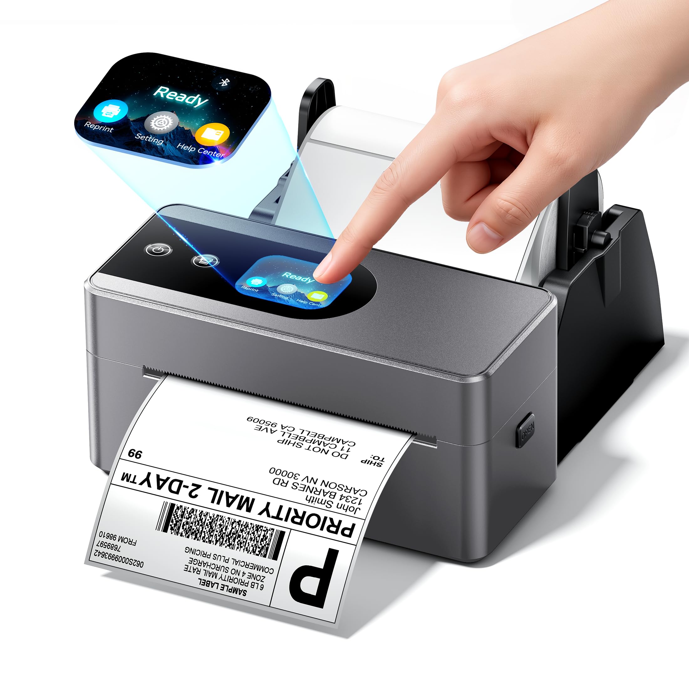 Phomemo Stampante Etichette Spedizione con Schermo Touchscreen, Stampante Etichette Adesive Bluetooth Spedizioni, Stampante Termica Etichette Compatibile con Amazon, Vinted, DHL, Etsy e UPS