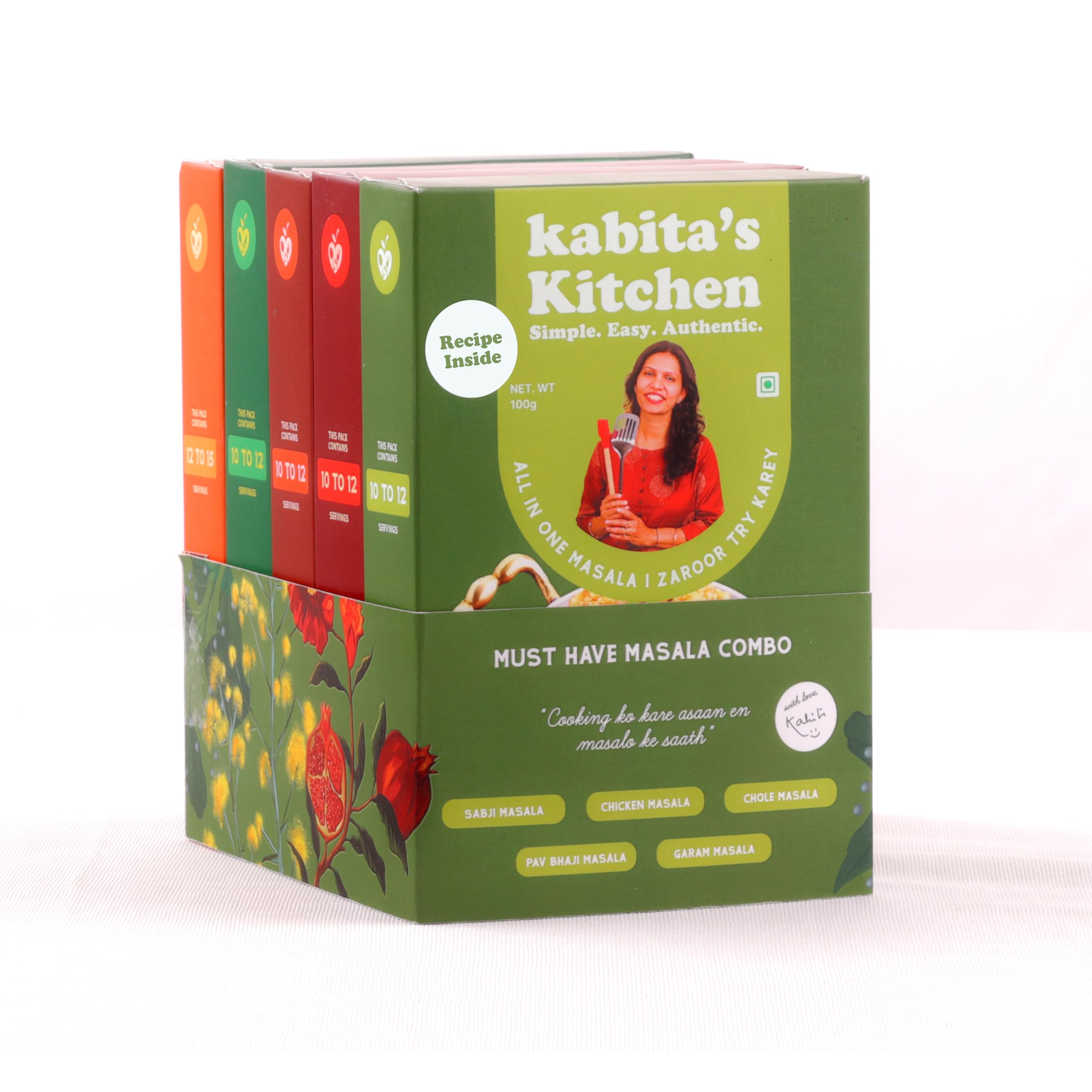Kabita’s Kitchen Must-Have Masala Combo | Authentic Spices | Premium Instant Masalas | No-Preservatives No-Colour | Includes Sabji Masala, Chicken Masala, Chole Masala, Pav Bhaji Masala, Garam Masala (B0CXQ4PR2V) Amazon Price History, Amazon Price Tracker