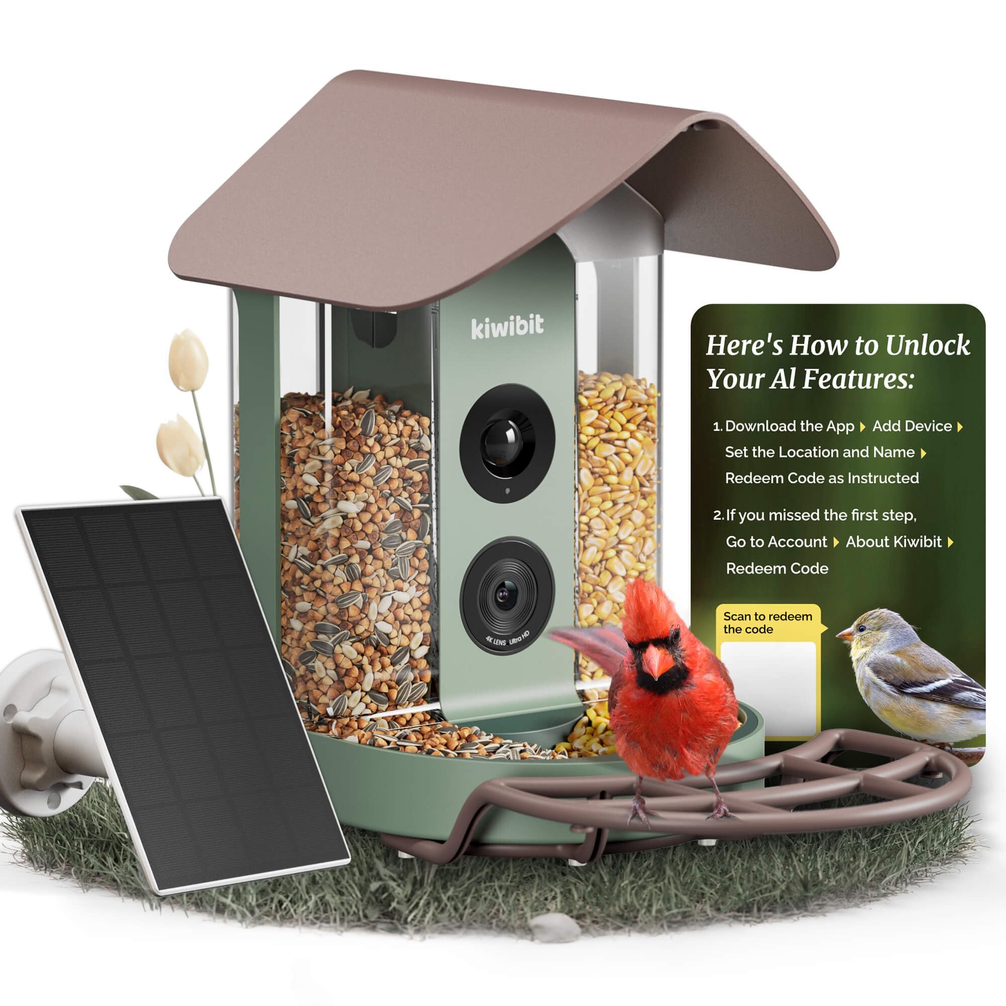 Kiwibit Smart Bird Feeder 4K AI Camera