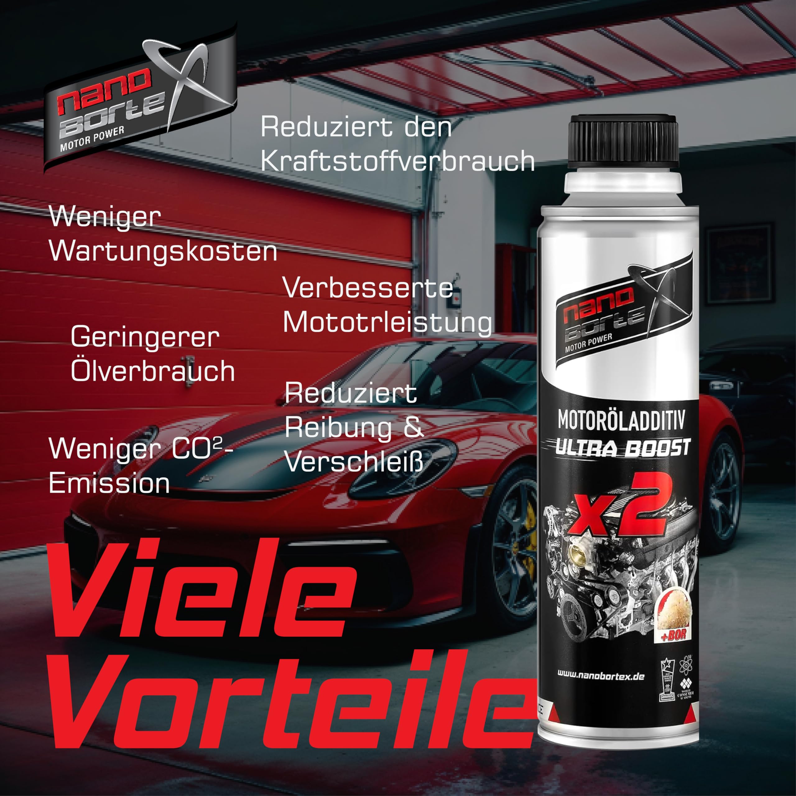 NanoBorTeX Aditivo para aceite cerámico premium y Bor Boost Aditivo para aceite de motor, protección contra el desgaste, aditivo NanoBorX de alto rendimiento, 600 ml