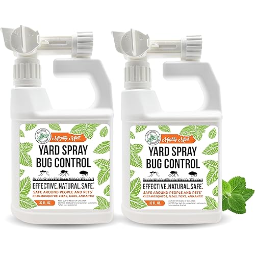 Mighty Mint Peppermint Oil Lawn & Yard Bug Control Spray – Natural Outdoor Pest Repellent for Fleas, Ticks, Mosquitoes, Ants, and More – Plant-Based, Extra-Strength Formula – 32 oz (Pack of 2)