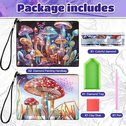 Miniatura 2 de Geyoga 2 unidades de monederos de pintura de diamantes 5D DIY diamante pintura bolso de mano arte diamante bolso de mano bolsa de mano para mujeres