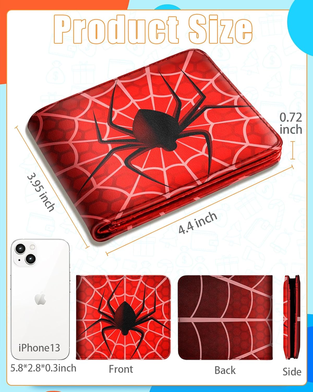 Bistup Boys Wallet Cute Cool Leather Bifold Wallet for Teen Boys Cartoon Design Credit Card Cash Id Holder Rfid Blocking Bi Fold Small Wallets With Coin Pocket Slim Unique Red Teens Little Boy Youth - Image 2