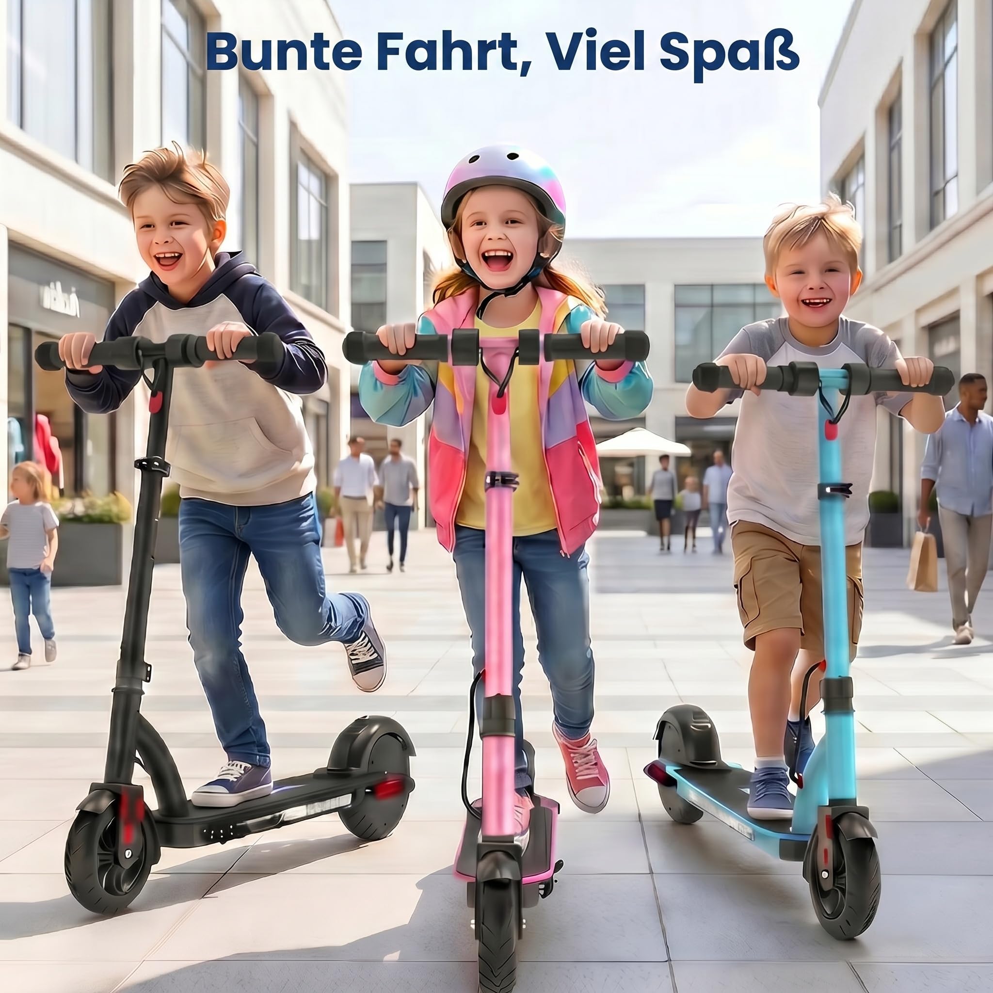 Caroma Trottinette électrique pour Enfants, 150 W, réglable en Hauteur et Pliable, écran LED et lumières colorées, Trottinette électrique pour Enfants de 6 à 12 Ans