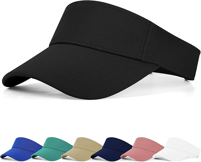 FCHUI Sun Visor Cap - Women Ponytail Baseball Cap for Women and Ladies, Long Peak Thicker Sweatband Adjustable Hat for Golf Cycling Fishing Tennis Running Jogging Visor Hats for Men