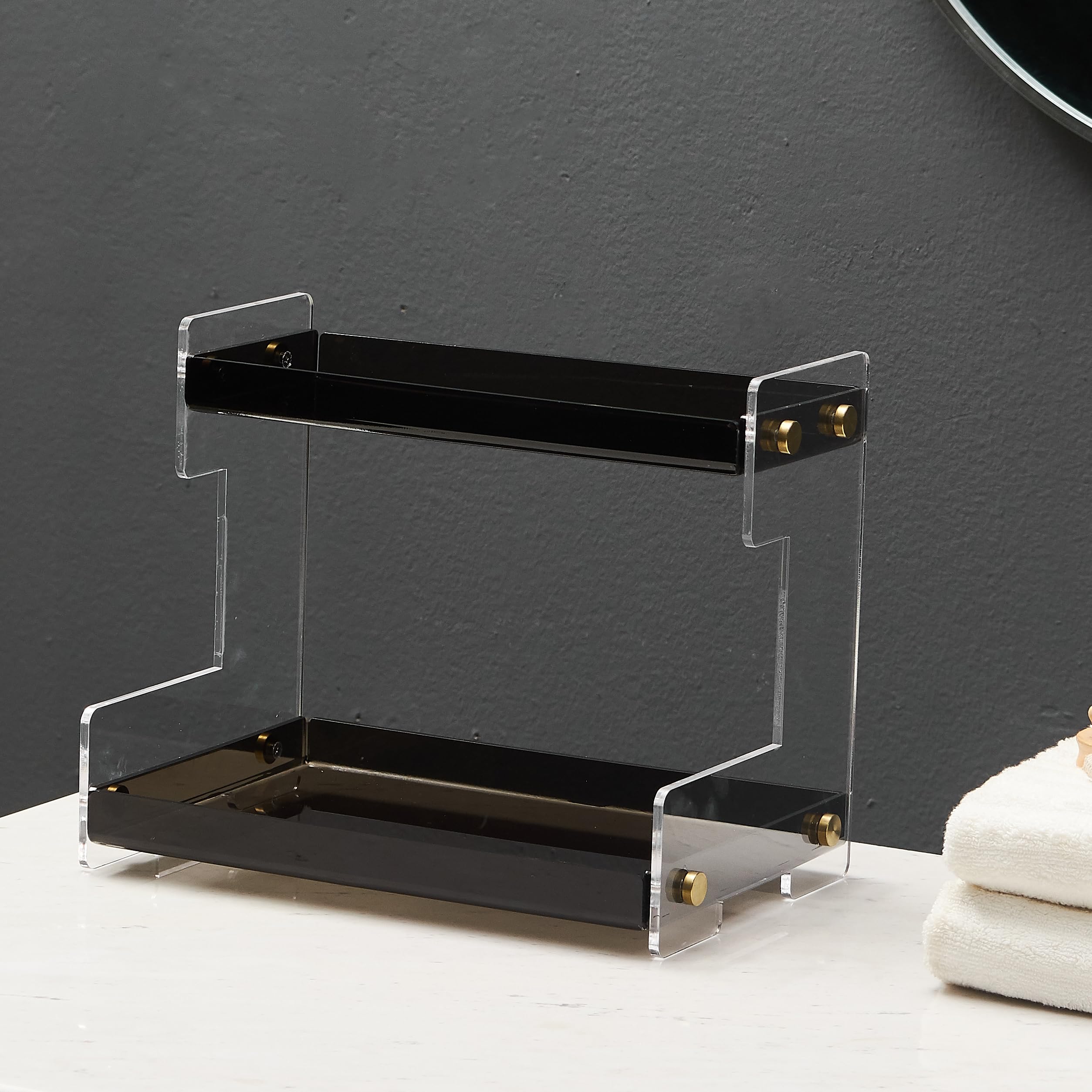 Organizer Per Trucchi Girevole A 360°, Portaoggetti Per Il Bagno, Grande Capacità, Può Contenere Cosmetici (2 Livelli, Oro) | Leroy Merlin