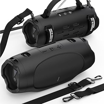 SIKAI CASE Silicone Case Compatible with JBL Charge 6, Portable Speaker Mount with Adjustable Strap & Detachable Shoulder Strap for Bike, Motorcycle, Golf Cart, Boat Railing, Case Only