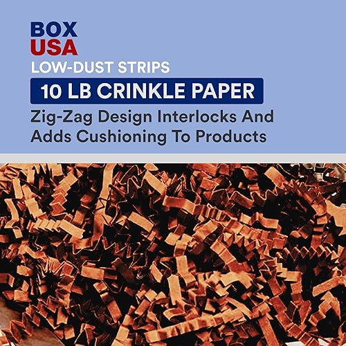 Miniatura 2 de BOX USA Papel kraft arrugado de 10 libras para embalaje, envío y mudanza, papel triturado para caja de embalaje, relleno de canastas, bolsas,