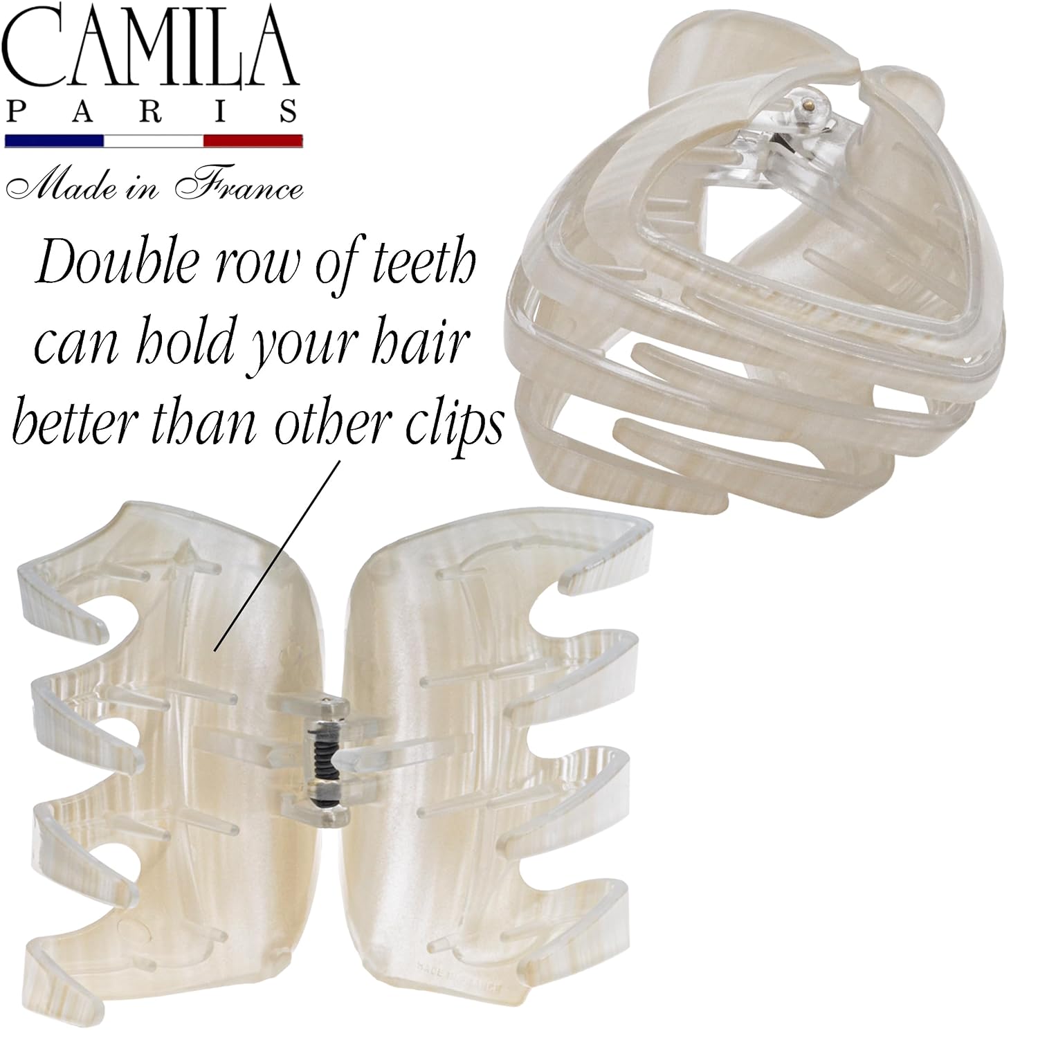 Camila Paris CP3627 French Octopus Hair Clip, 2.5" Small Claw Clips for Thick Hair, Girl Octopus Claw Clip for Women, Strong No-Slip Grip, Wide Jaw Clips for Women, Made in France